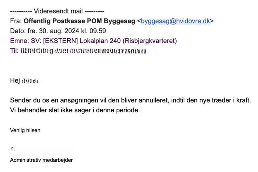 Hvidovre Kommune annullerer sagsbehandling, mens der bliver lavet lokalplaner